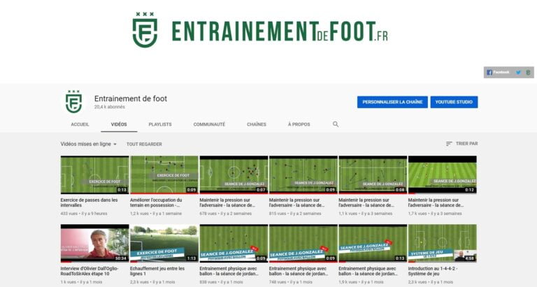 chaîne youtube entrainement de foot