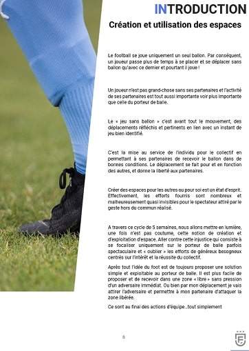 Création et utilisation des espaces : Cycle 5 école de foot